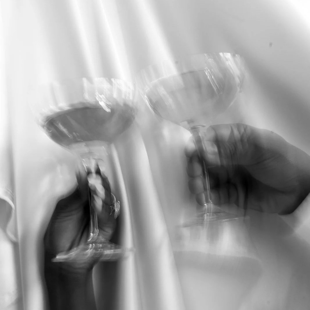 Modern couple toasting in celebration