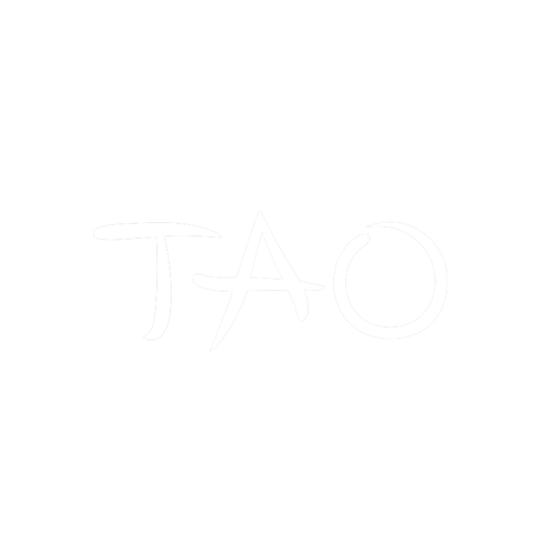 The word "TAO" written in white on a black background.