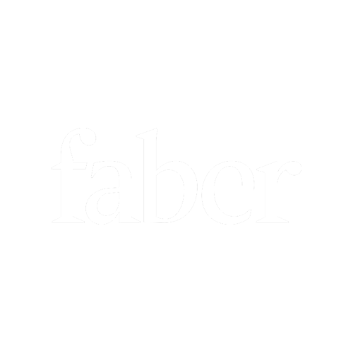 Faber logo in white on a black background.