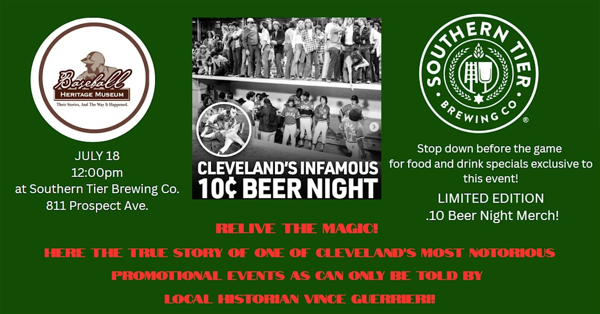 Ten Cent Beer Night Presentation w/ Vince Guerrieri