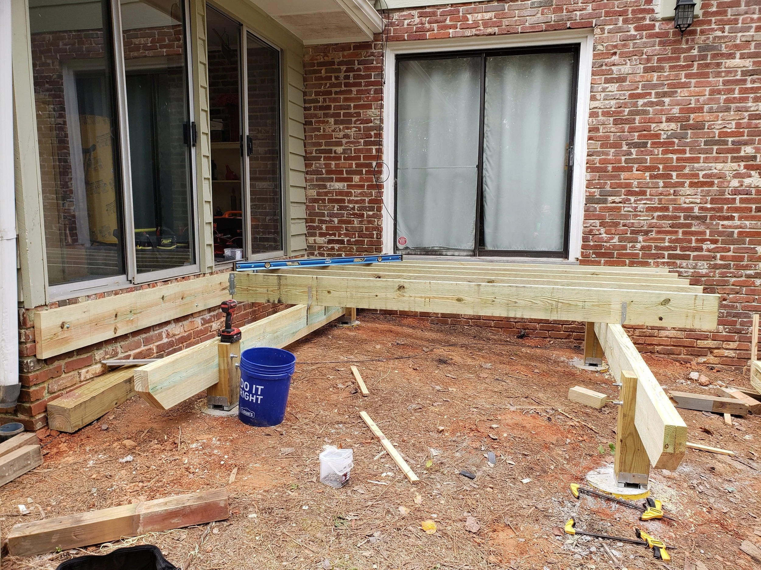Piers and Carrying Beams with Joist Installation