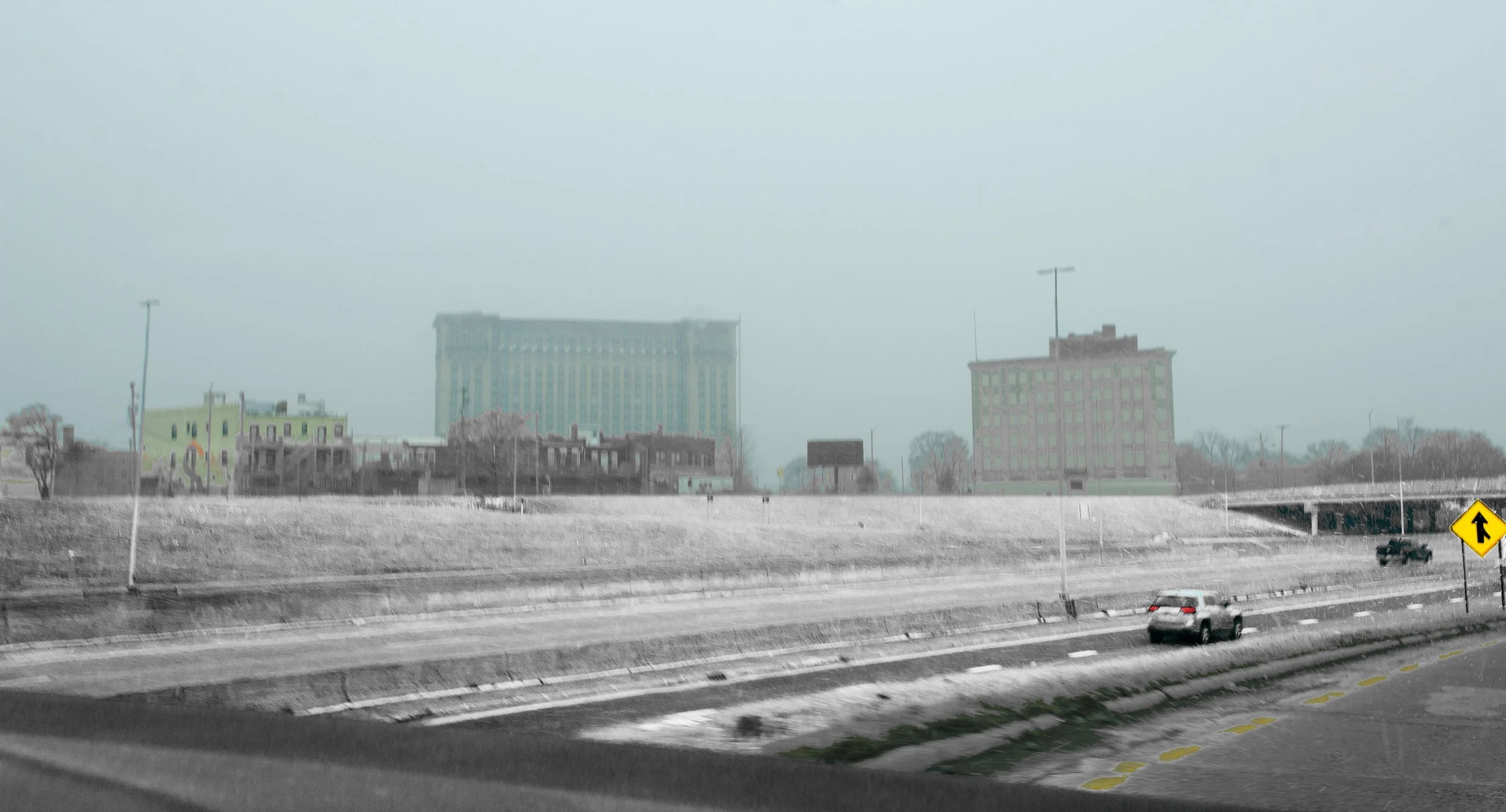 I-75 South from I-94 East, Michigan Central Railway Station 