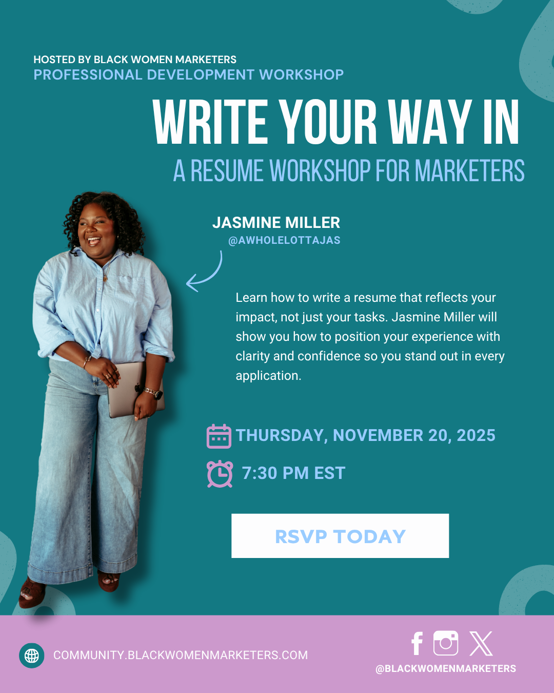 Write Your Way In: A Resume Workshop for Marketers with Jasmine Miller