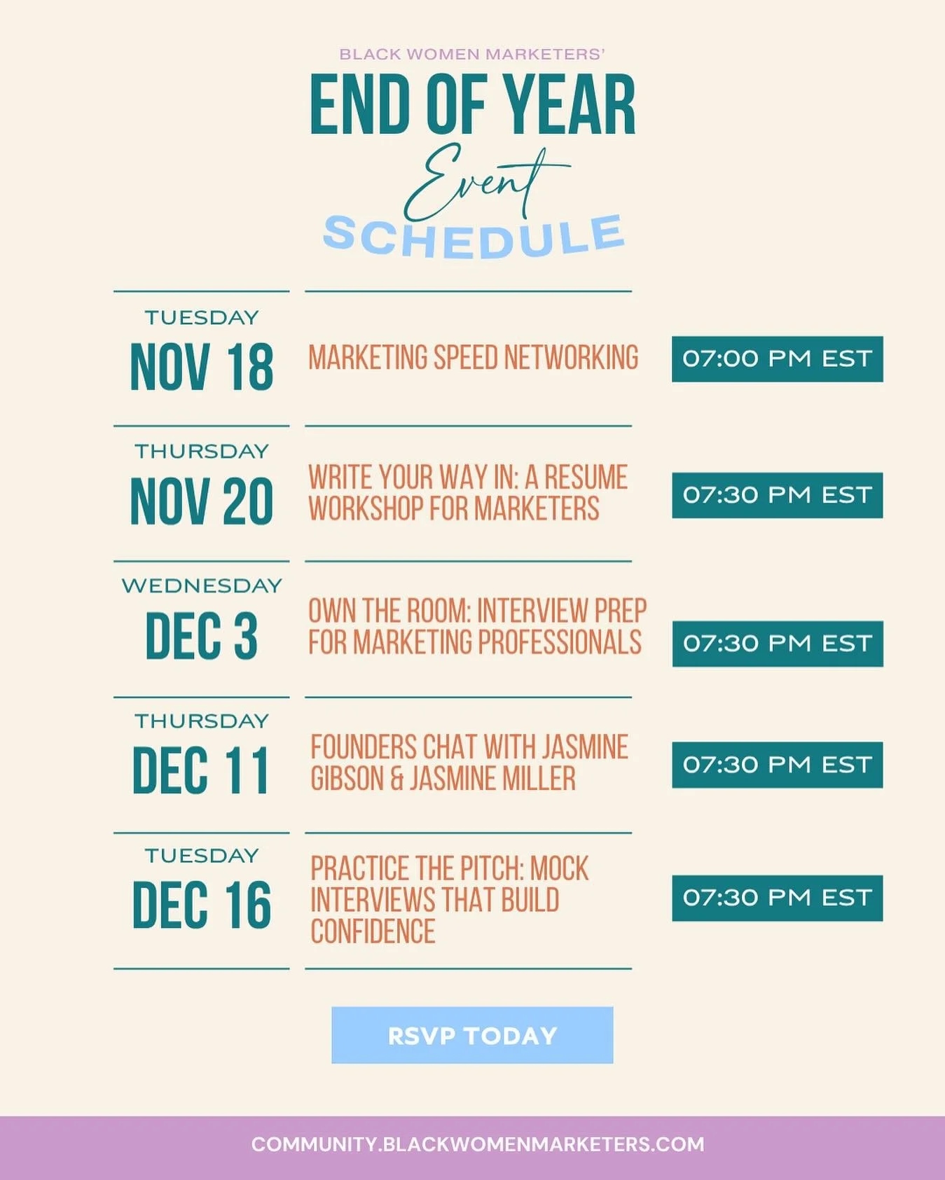 As we close out 2025, every event on our End of Year schedule is completely free because you deserve support and connection. It&rsquo;s been a heavy year for Black women marketers, and we want to help you head into 2026 with clarity and confidence.

