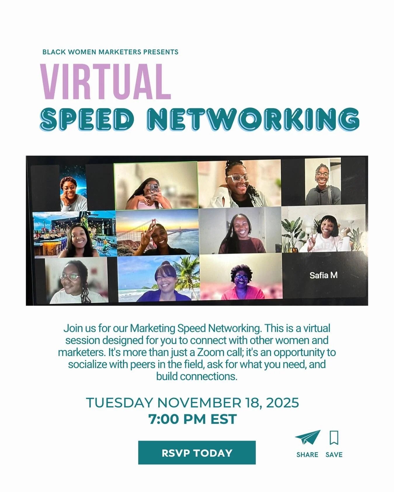 Tonight&rsquo;s the night! Join us for Virtual Speed Networking at 7 PM EST! 

This event is completely free for our community and is a space to connect with other Black women marketers, share what you need, and build real relationships.

RSVP is sti