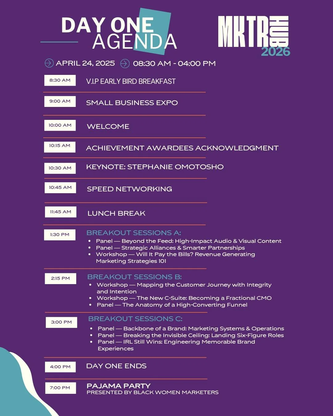 MKTRHUB isn&rsquo;t a conference you attend and forget.
It&rsquo;s where ideas stop living in notebooks and start turning into action ✍🏾➡️🚀

The MKTRHUB 2026 agenda is officially live and it&rsquo;s stacked.
We&rsquo;re talking sessions, workshops,