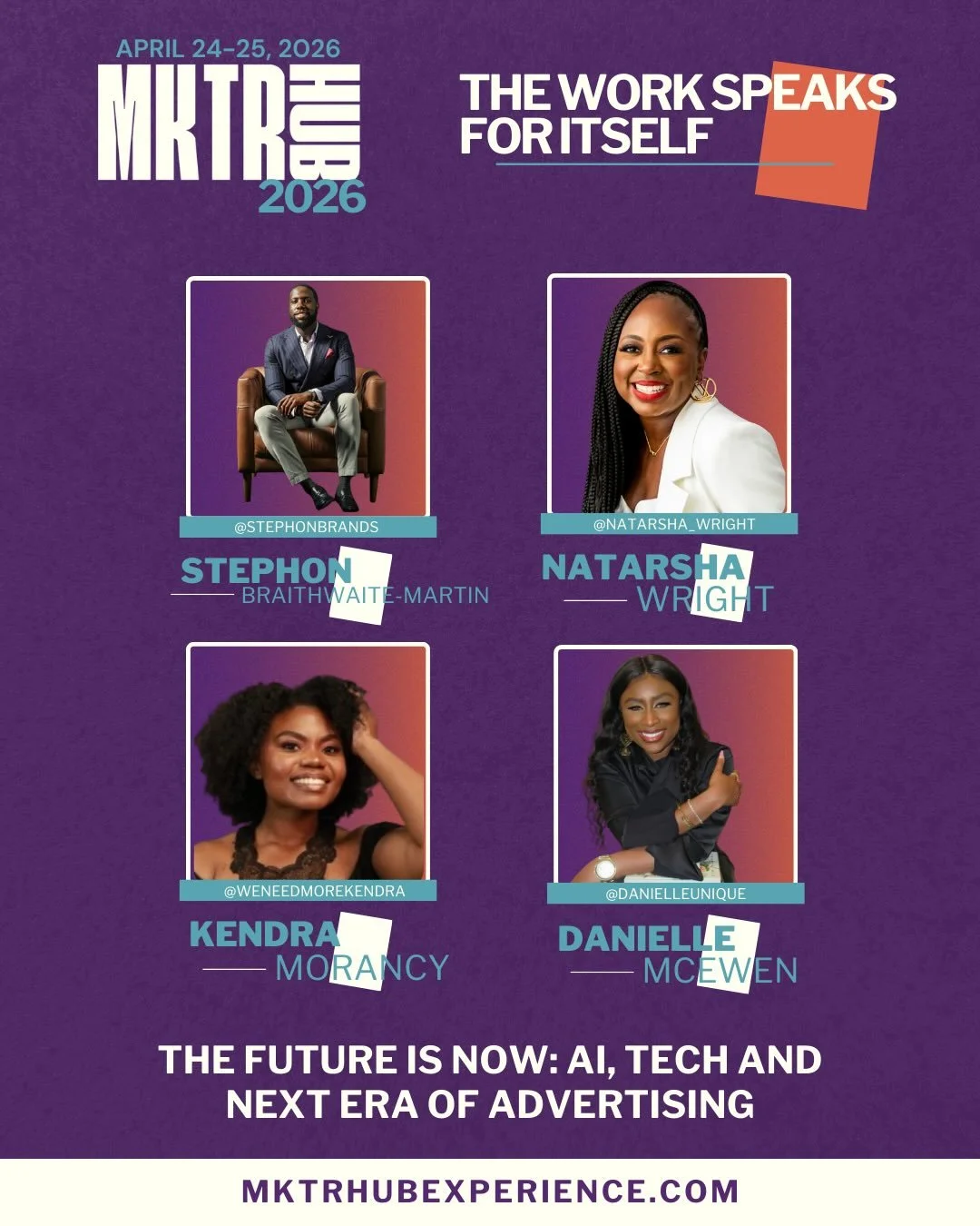 Meet your panelists for The Future Is Now: AI, Tech and the Next Era of Advertising 🚀

Stephon Braithwaite-Martin @stephonbrands
Natarsha Wright @natarsha_wright
Kendra Morancy @weneedmorekendra
Danielle McEwen @danielleunique

AI is reshaping the w