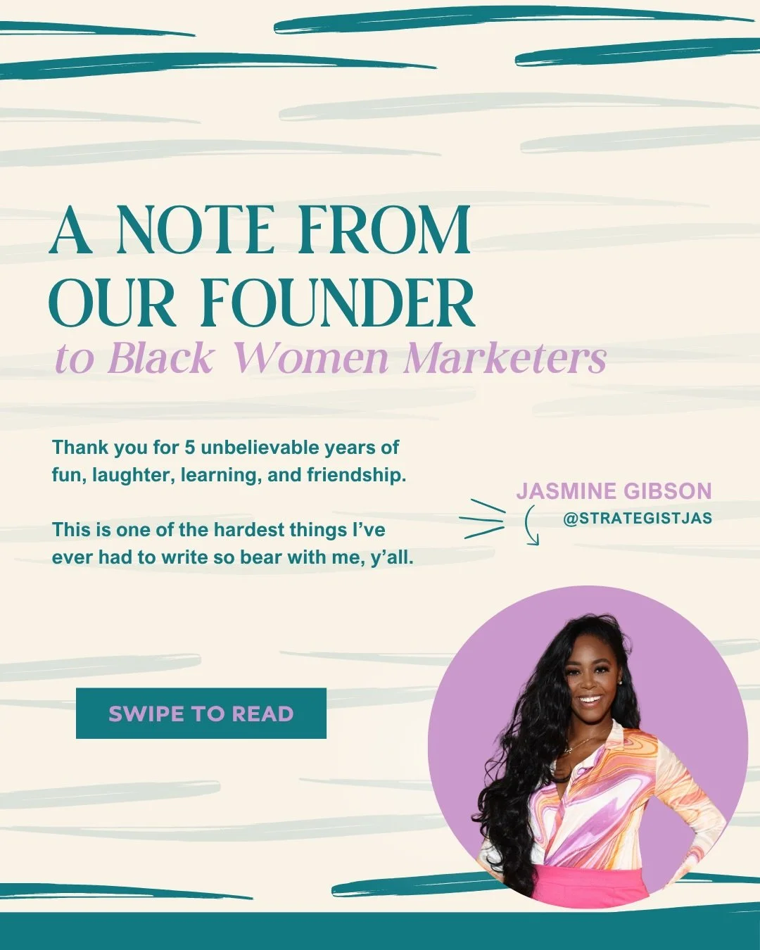 This one was written from the heart by our Founder, @strategistjas. Swipe to read more about the decision to pause Black Women Marketers.

&ldquo;To honor our needs as a team, I have made the difficult decision to pause Black Women Marketers, includi