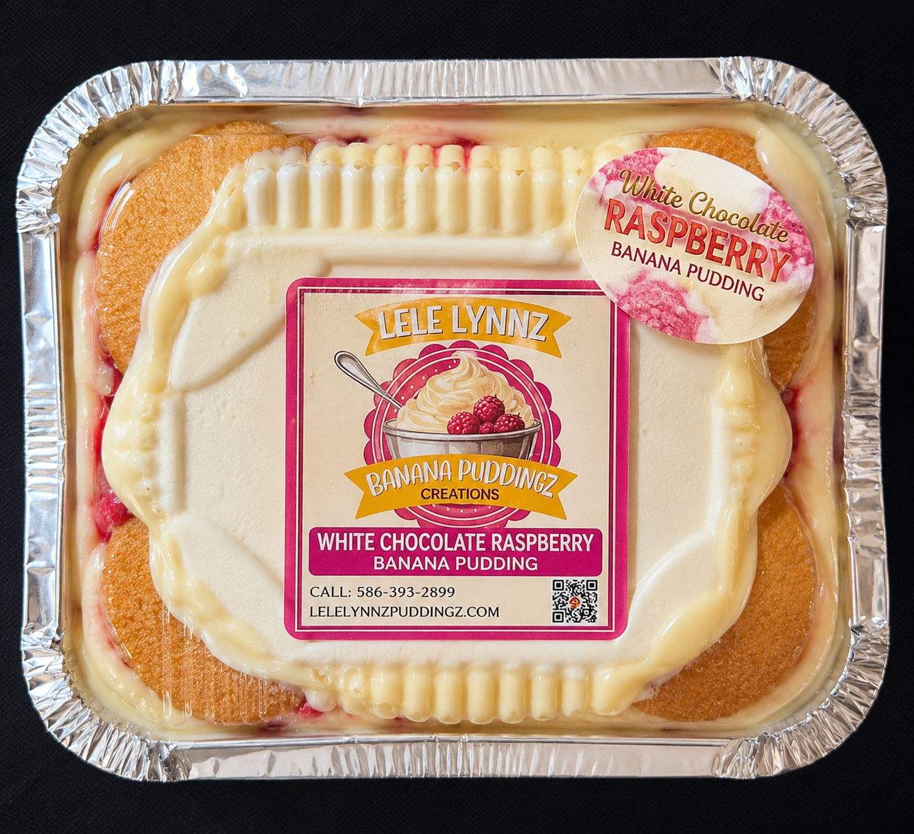 White Chocolate Raspberry Banana Pudding (small)