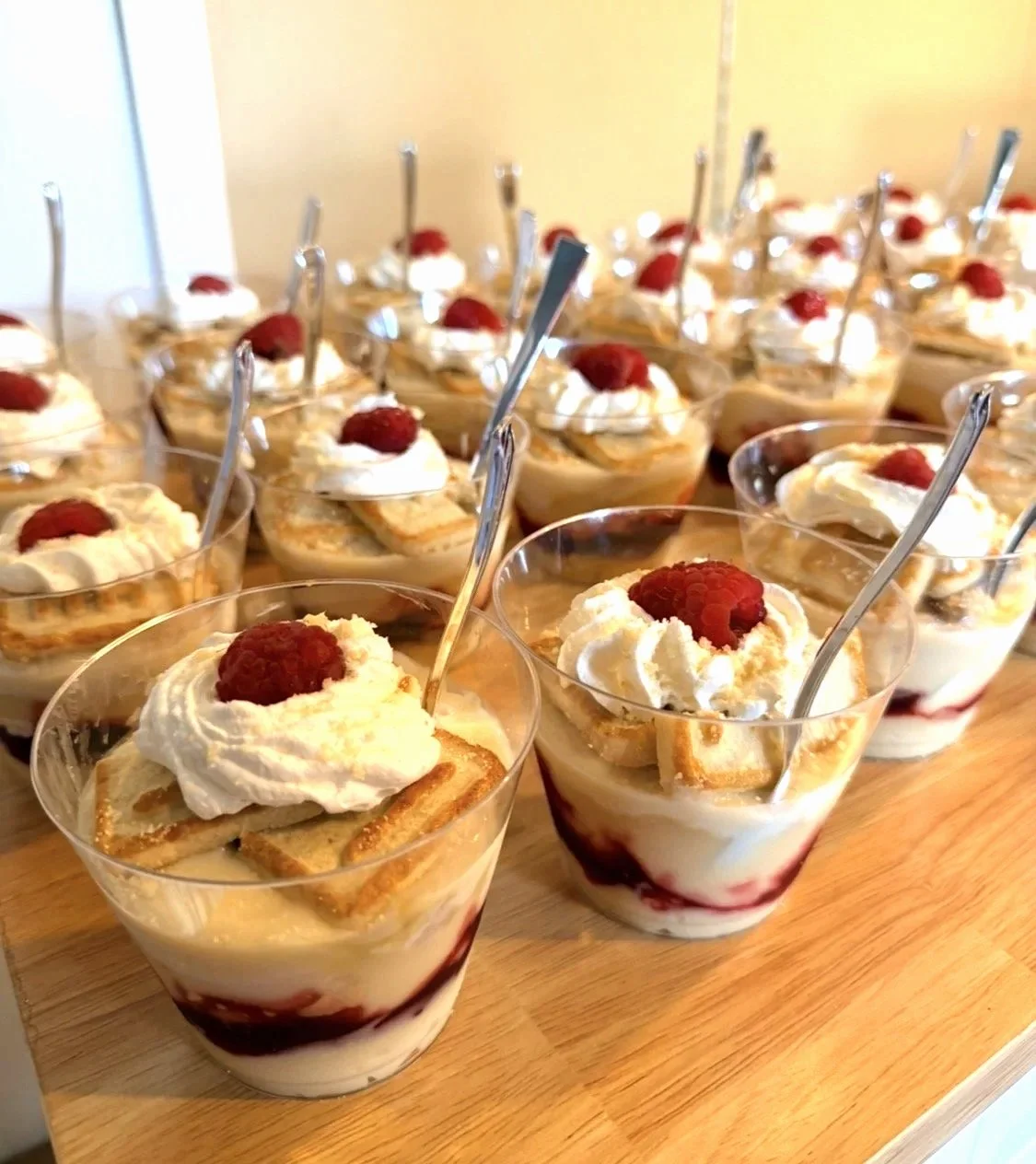 White Chocolate Raspberry Banana Pudding Cups