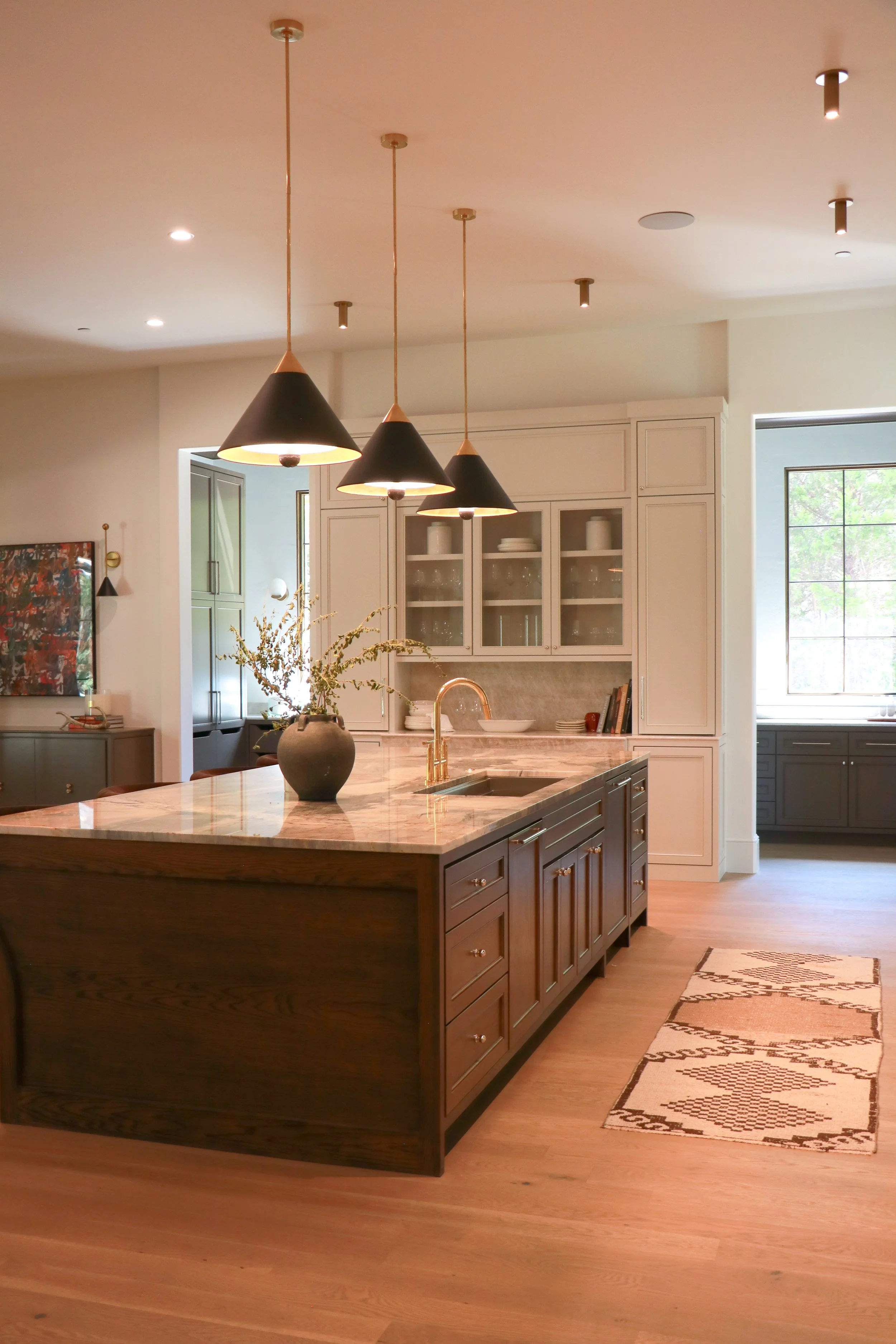 Custom kitchen island with modified shaker doors in OKC.