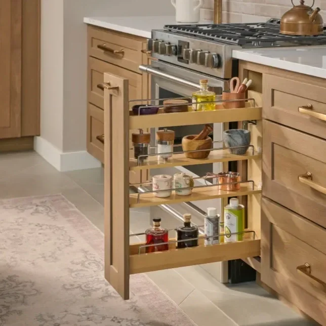 Custom cabinetry with shaker doors and pullout drawer in Oklahoma City.