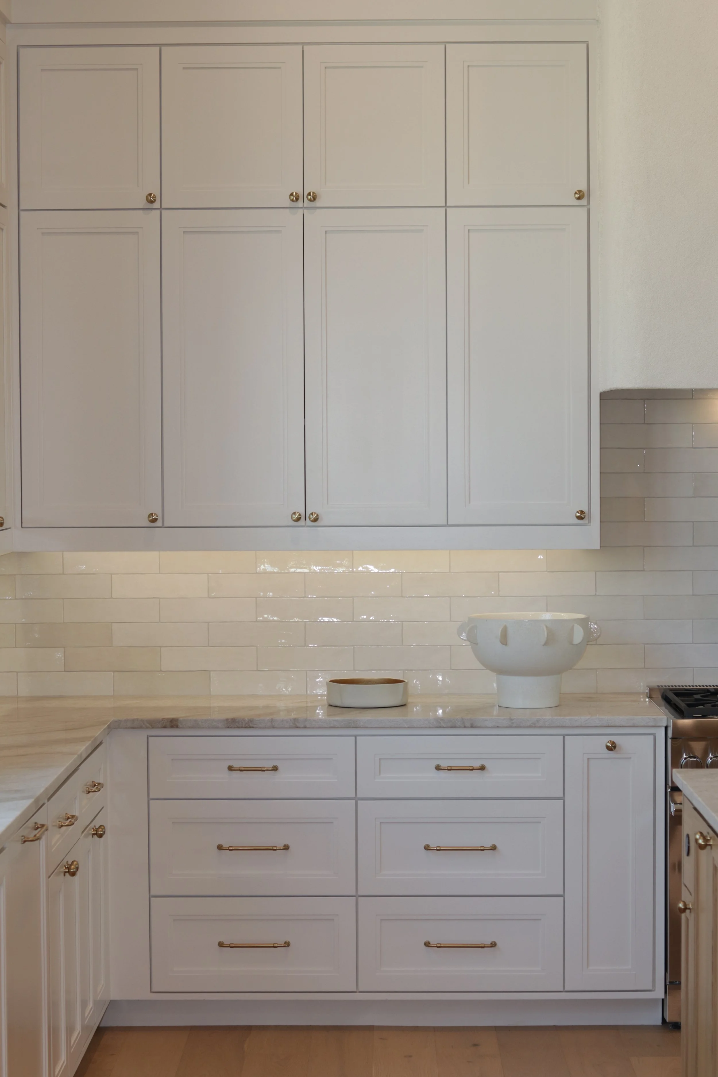 Custom kitchen with inset layered shaker doors in Oklahoma City.