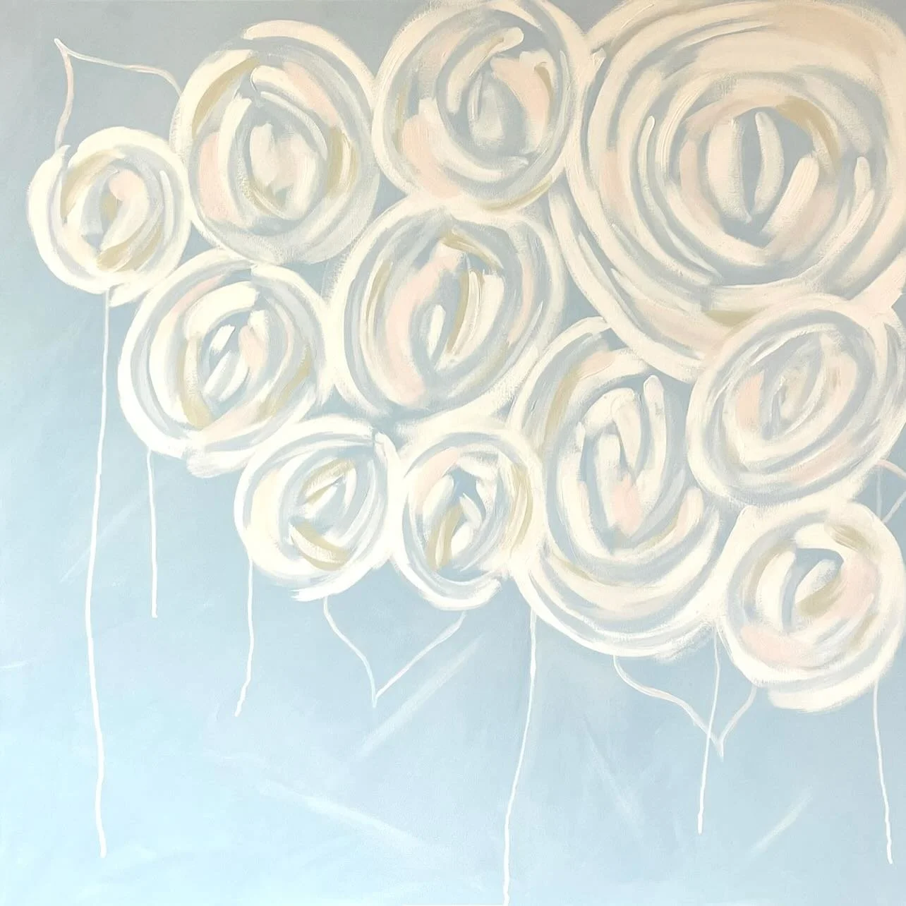 Morning Bloom; 36x36 acrylic on canvas; headed soon to @millie_raes!  As always, custom orders in various sizes for this design available upon request. 

#abstractflowers #abstractflowerpainting #roses #wildrose #calmingvibes #calmnessofmind #calmint