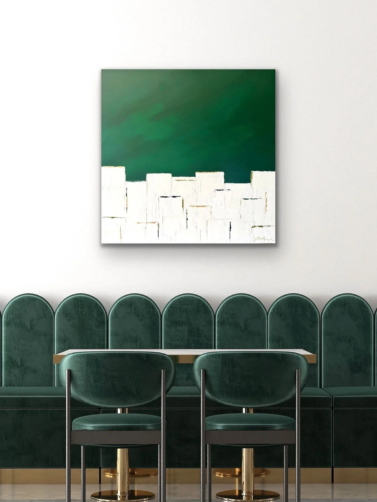 Logos and Sophia 
36x36
Acrylic on canvas

The design assignment: abstract, geometric, architectural &amp; forest green.  Thanks so much for the opportunity @visualartsguildoffrisco &amp; CAP Multifamily builders - I&rsquo;m so happy to have been sel