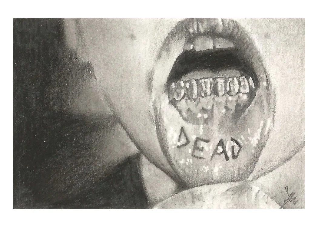 "Dead" Mouth Study - Original ACEO Graphite Pencil Drawing (2.5 x 3.5 inches)