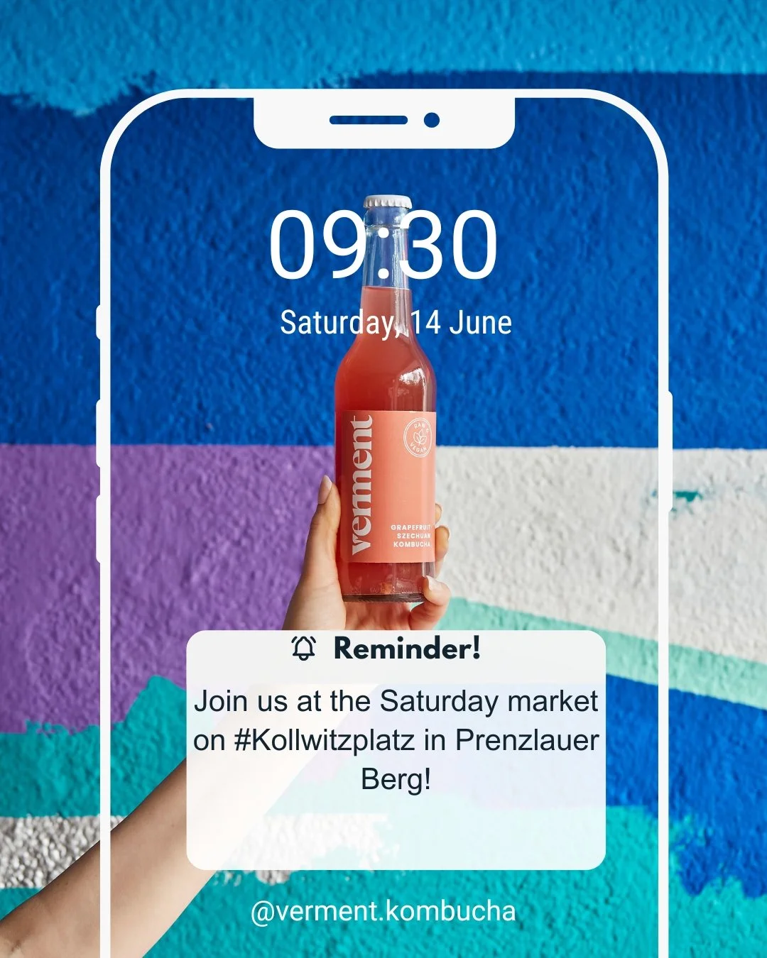 🥳😎 As promised, starting this Saturday (June 14, 2025), you can now enjoy Verment at the local market on Kollwitzplatz in Prenzlauer Berg! ✨

Come by and taste all three of our kombucha flavours, meet the Verment team, and get to know the story beh