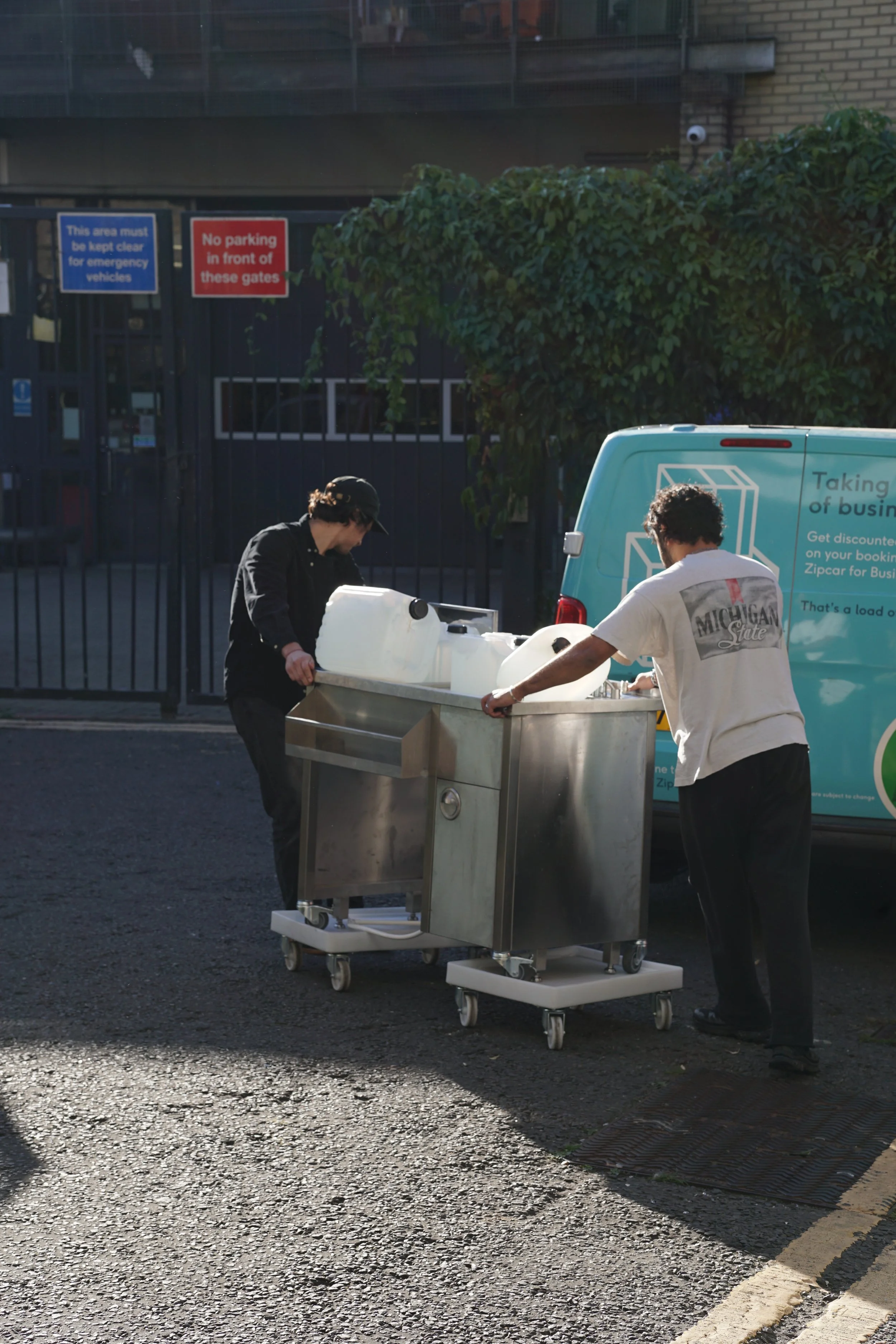 Setting up a drinks cart for an early circle13 pop-up event