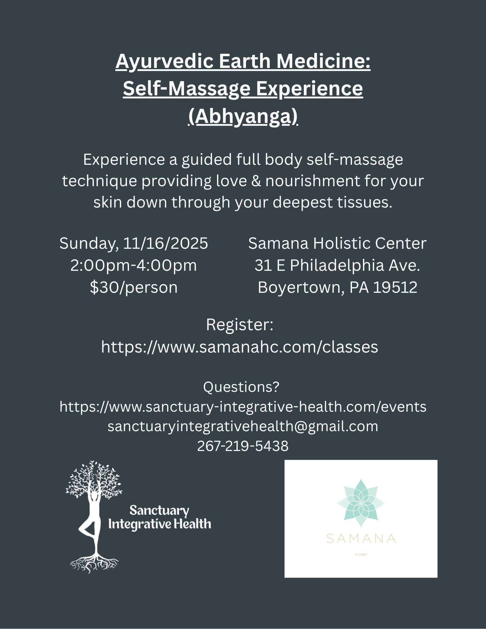 Ayurveda Workshop: Abhyanga Self-Massage