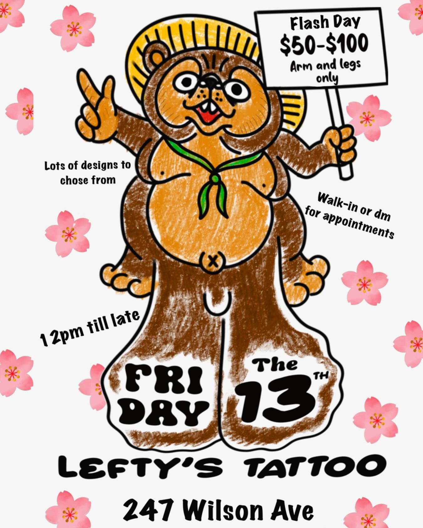 โผ๏ธ๐จ FRIDAY THE 13TH (of June) AT LEFTYS! $50-$100 flash, walk-in or book a slot Lots of designs to choose from from each artist! 12- LATE AS HELL as always beer snacks and drinks will be provided. See you there. Tanuki Flyer by @koh.dai
๐247 Wils