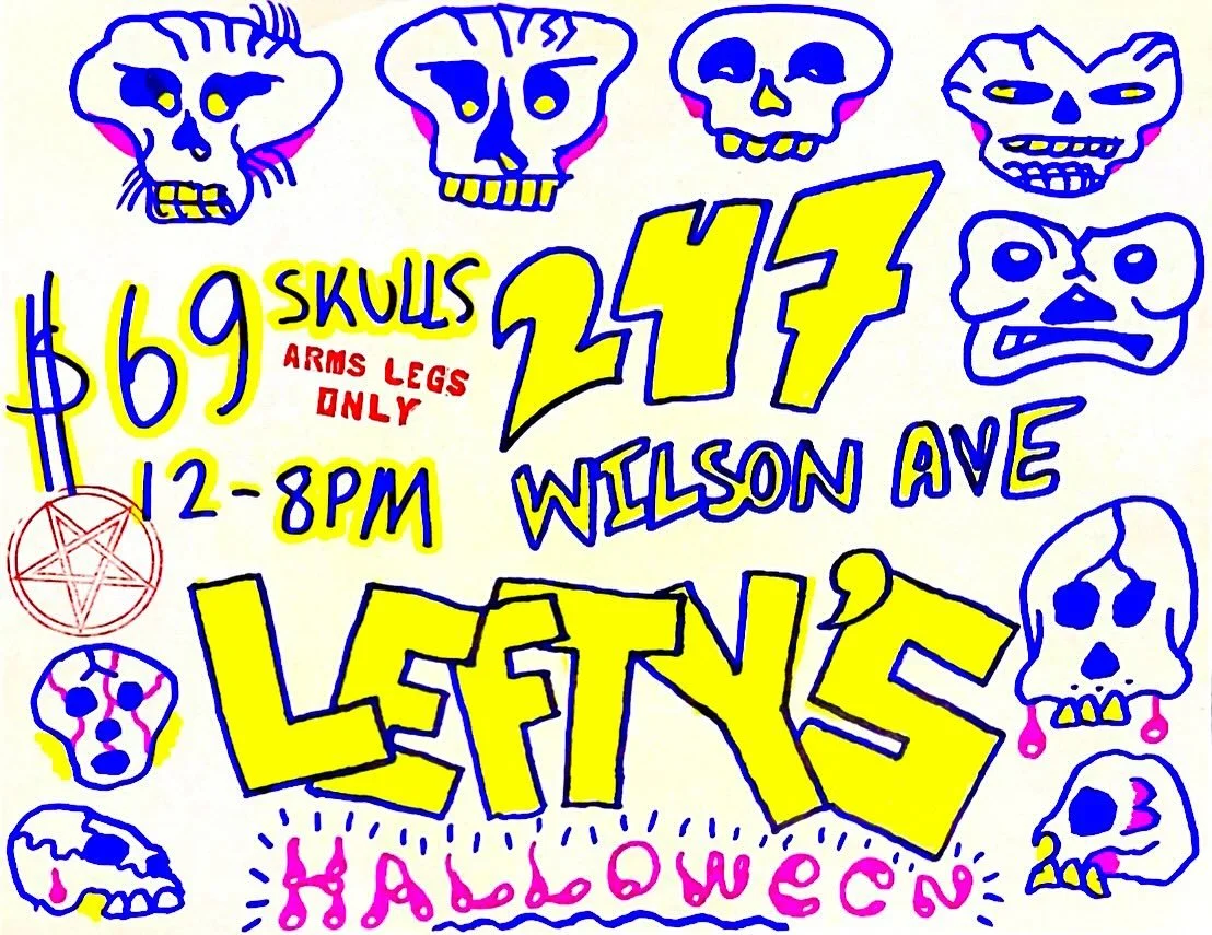 🎃FRIDAY OCTOBER 31ST 12-8 or later! $69 skulls arms and legs only cash only! As always free beverages provided! Costumes encouraged! See you then! 🎃