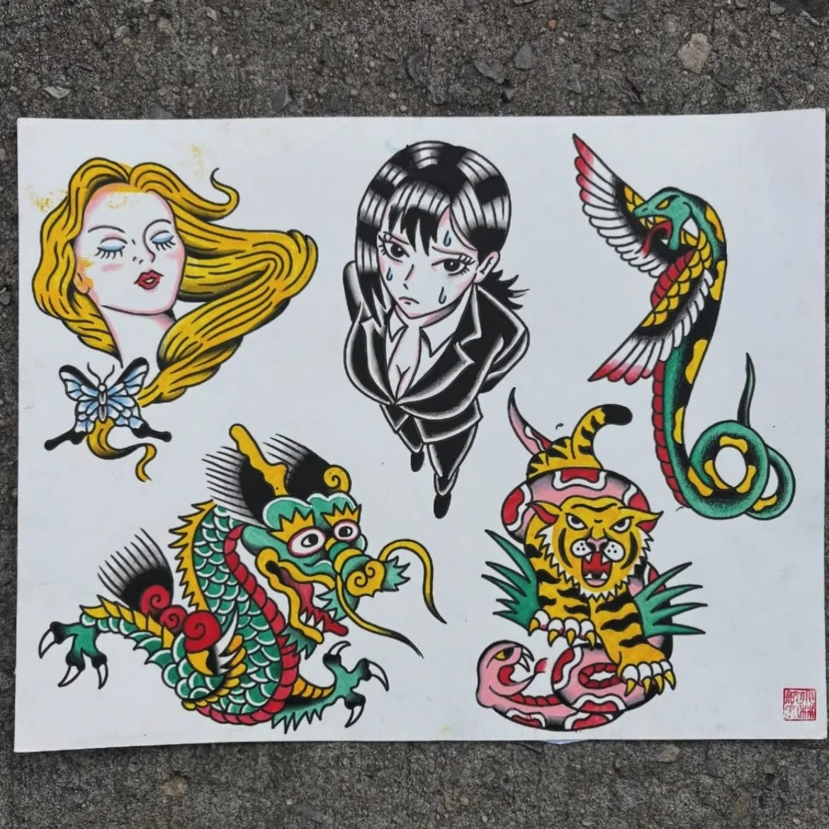 🖤Flash sheet and a tattoo from @koh.dai get tattooed today tomorrow or anytime! 🖤 247 Wilson Ave Brooklyn NY 718-344-4711 we are here to serve you daily 12-8 or later with your design or ours walk on in!