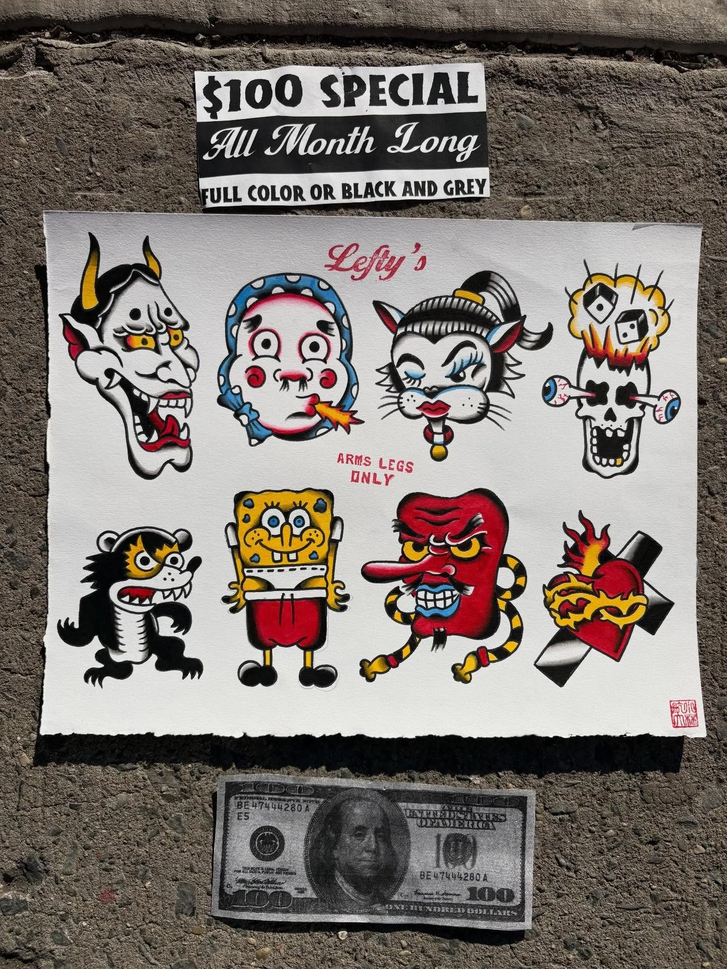 🚨🚨🚨LEFTYS MARCH $100 sheet! Lined
and painted by @koh.dai come by anytime and get it in black and grey or color from any artist! Hope to see you soon!
💗247 Wilson Avenue Brooklyn NY
🏎️Lots of free street parking
🚉J,M,L trains
🚌B60 B54 bus
☎️71
