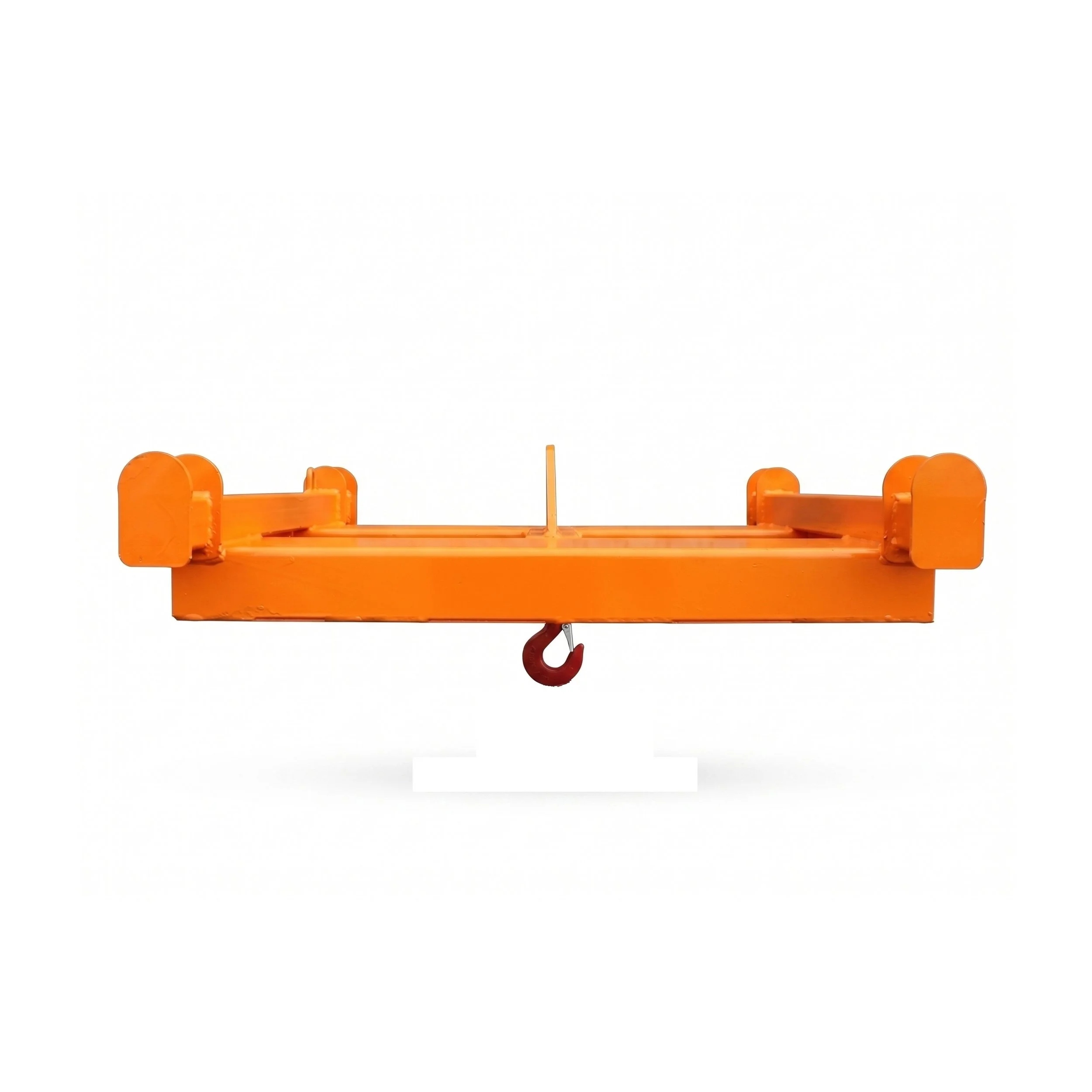 FIBC Bag Lifter for forklifts and cranes by Eichinger. The frame is orange. The perspective is a profile. The background is is white. The ratio is 1:1