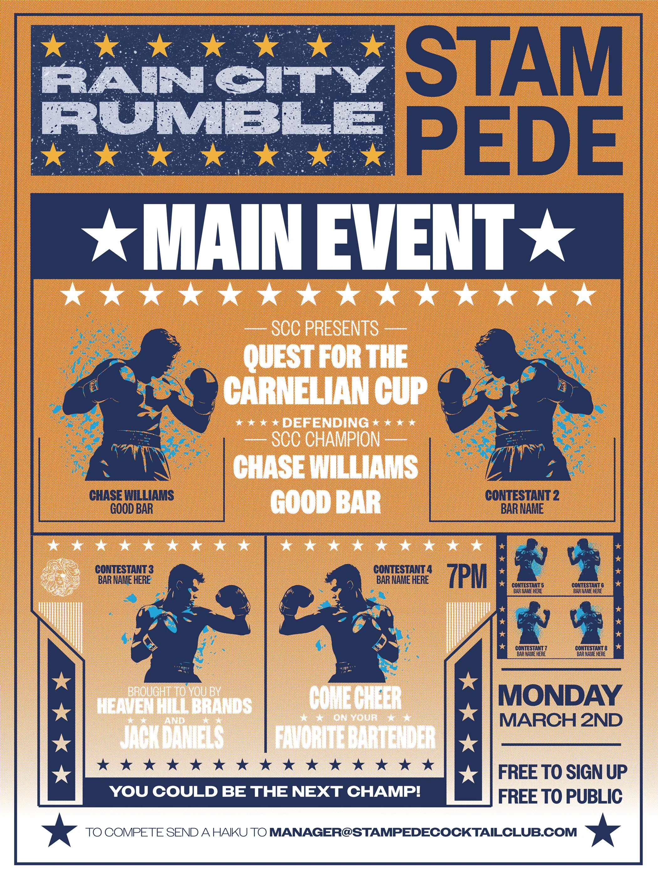 Rain City Rumble menu. Produced in Illustrator.