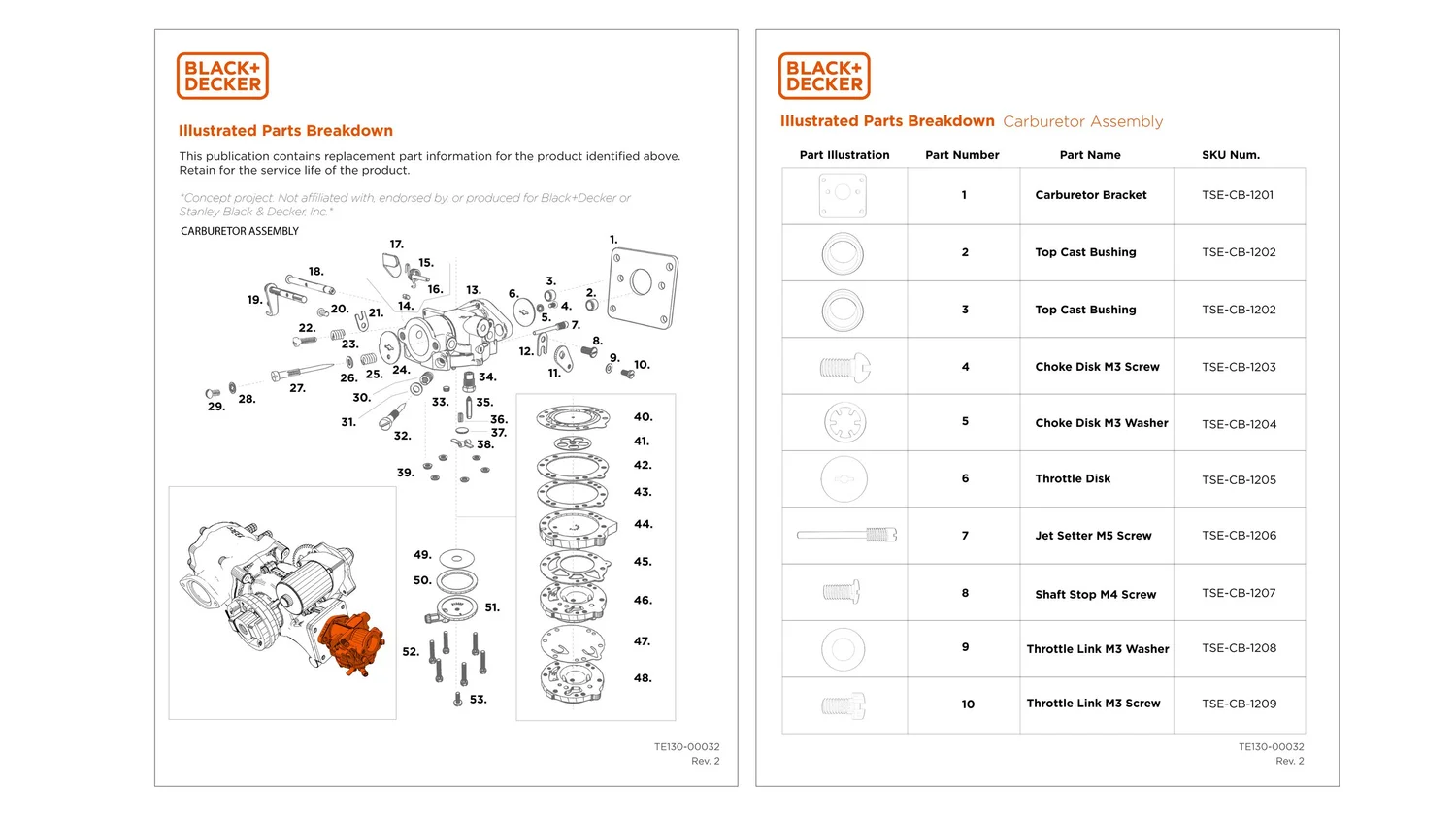 Exploded view of the 133cc engine with ballooned, numbered callouts