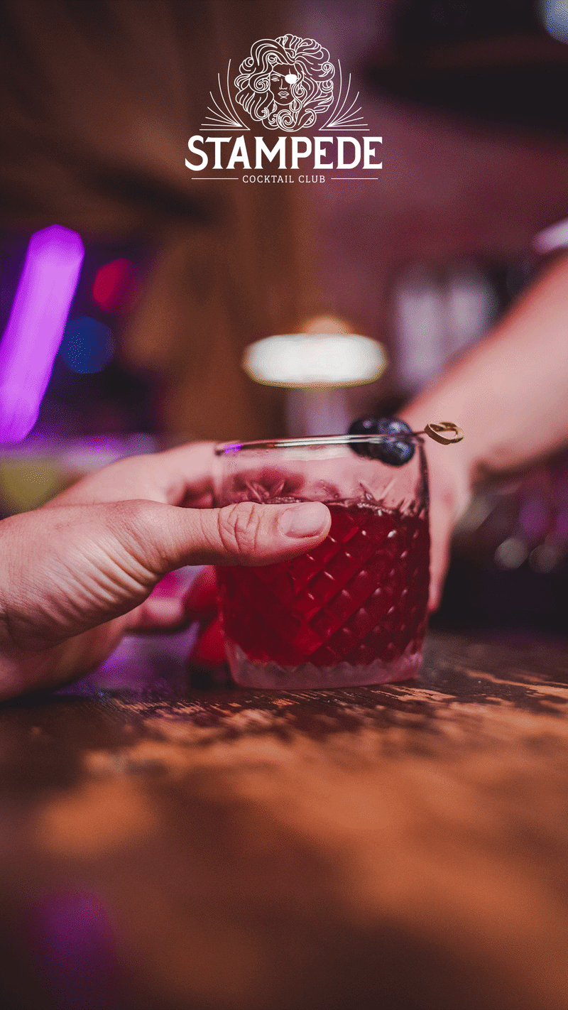 Motion — Stampede Cocktail Club social animation. Produced in After Effects.