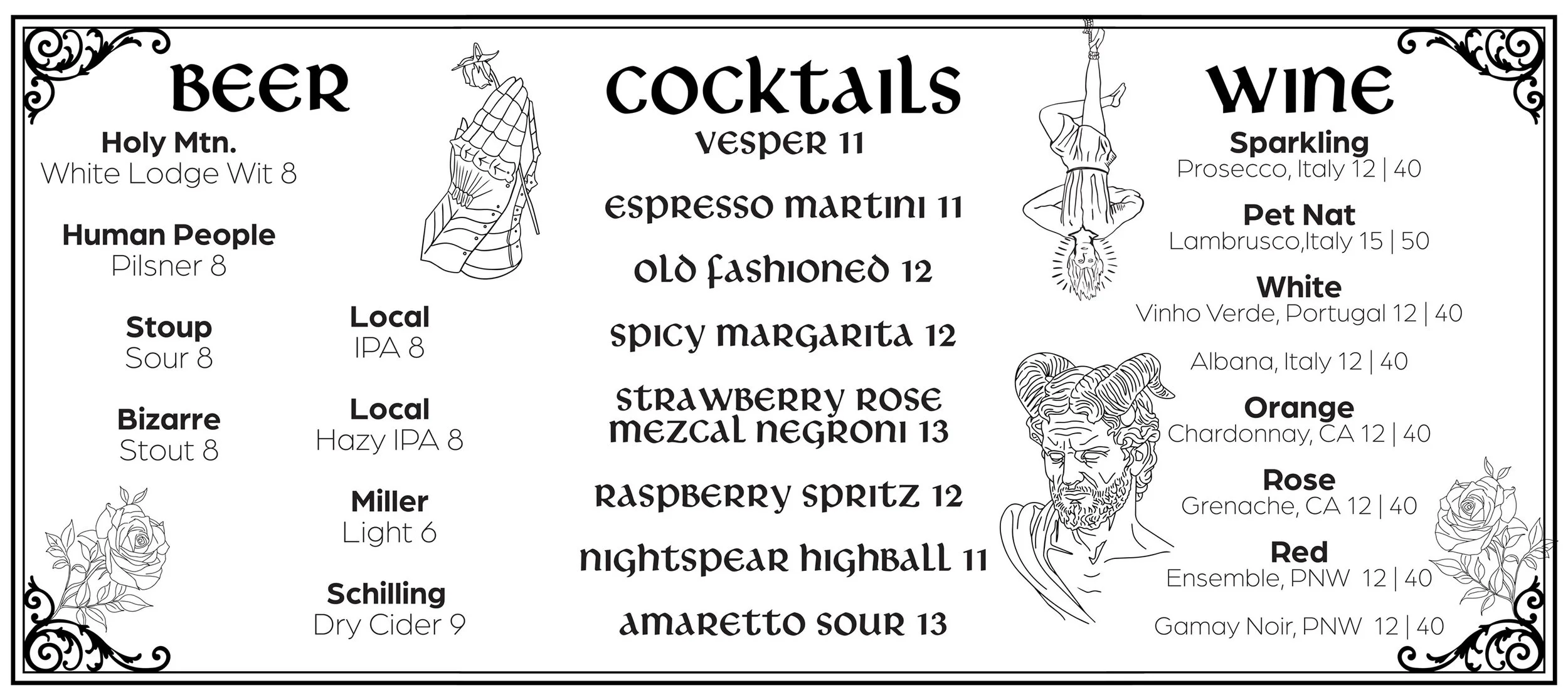 Banner bar menu board for Twist of Fate