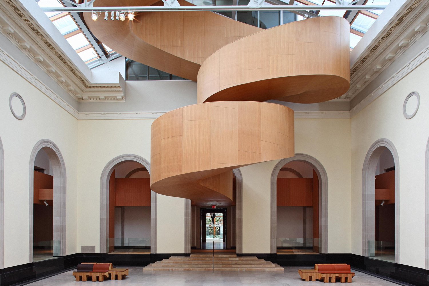 The sweeping Gehry staircase inside the Art Gallery of Ontario