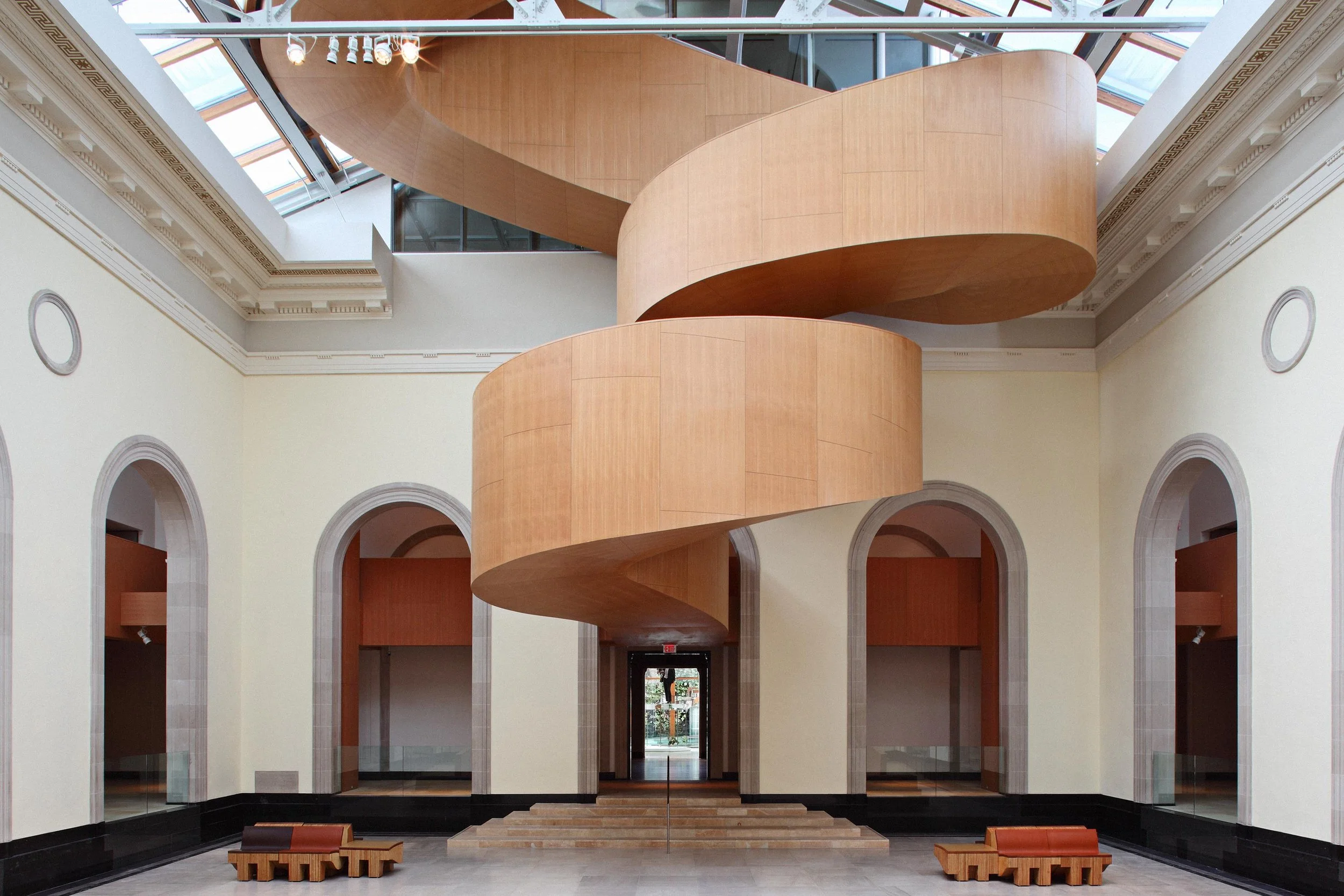 The sweeping glass and wood facade of the Art Gallery of Ontario