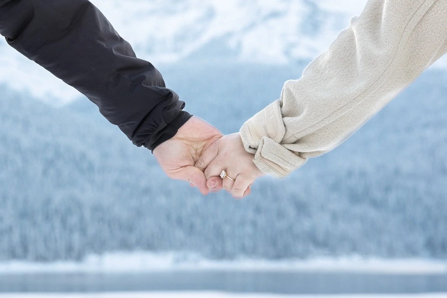 better together 🤍 
&bull;
&bull;
Alberta wedding photography / Calgary engagement photographer / Rocky Mountain engagement photos / winter engagement session / intimate couple photography / authentic couple portraits / Alberta winter engagement
&bul