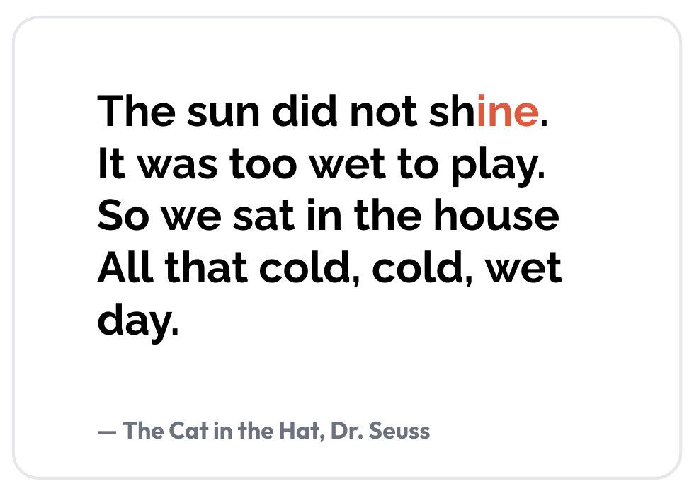 Cat in the Hat - Word Family - Shine