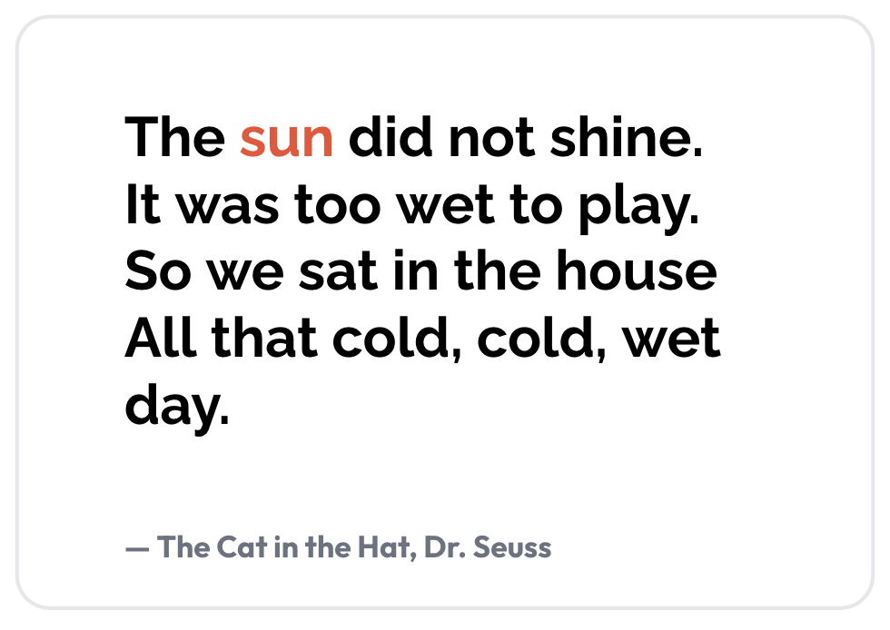 Cat in the Hat - Sight Word - sun