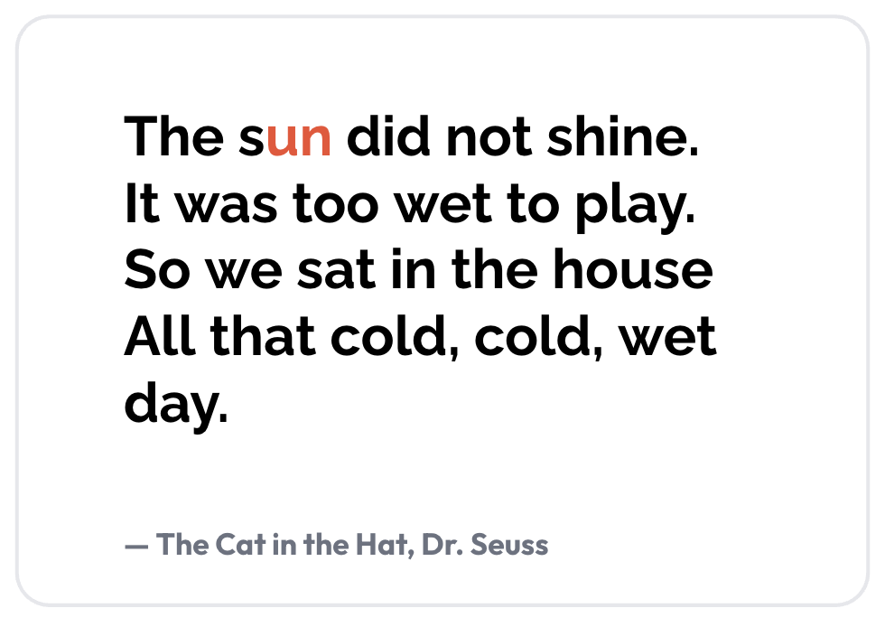 Cat in the Hat - Word Family - sun