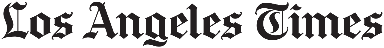 The logo of the Los Angeles Times newspaper in black lettering on a transparent background.