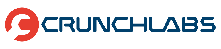 Crunchlabs logo with a stylized red wrench head and blue text.