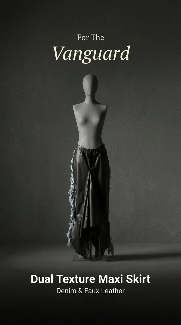 Deconstructed Contrast Fringe Maxi Skirt