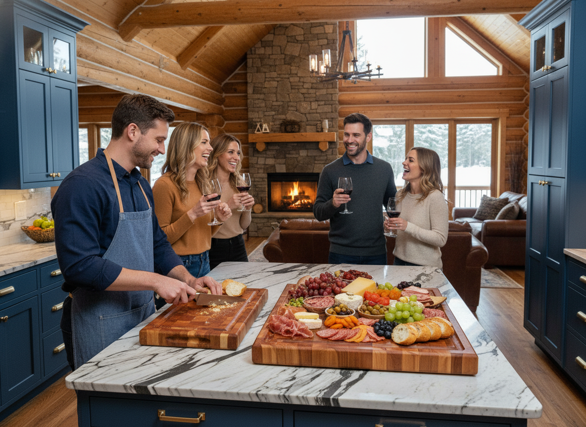 cherry cutting board log home (9).png Cutting board designed for rustic feels used in log homne kitchen.