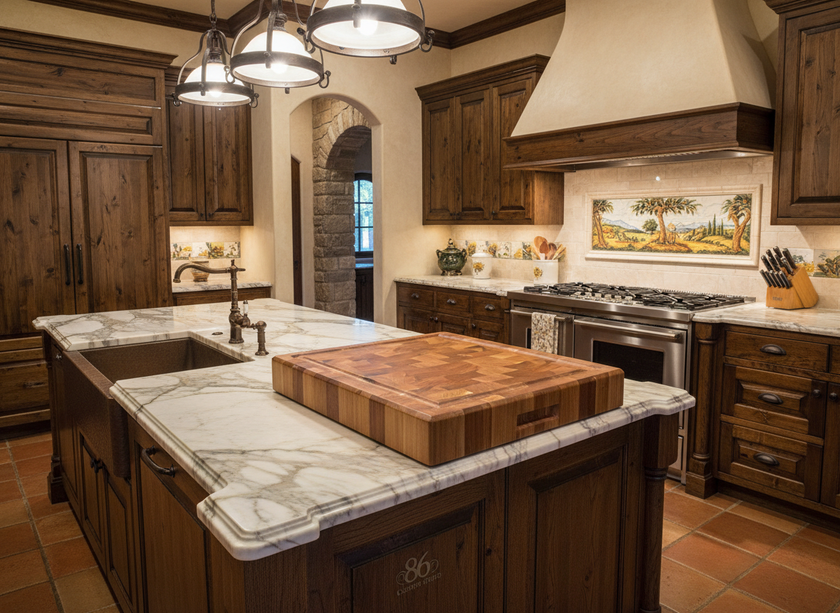 tuscan 2.png End grain cutting board desifned for kitchen Tucsan style.