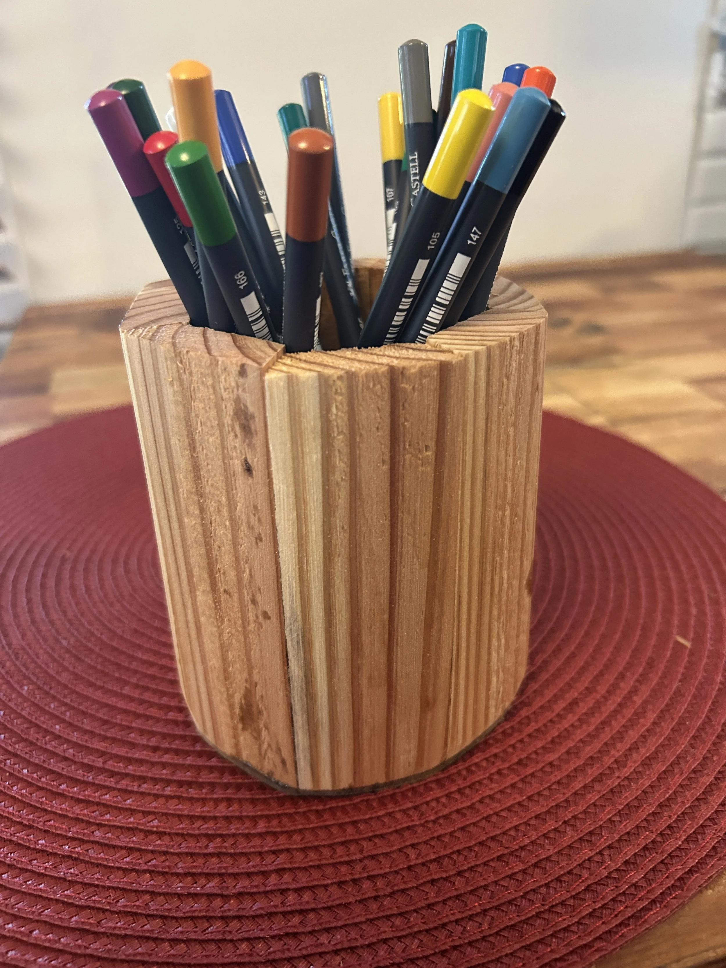 Handmade Exotic wood kitchen caddy for utensils and condiments
