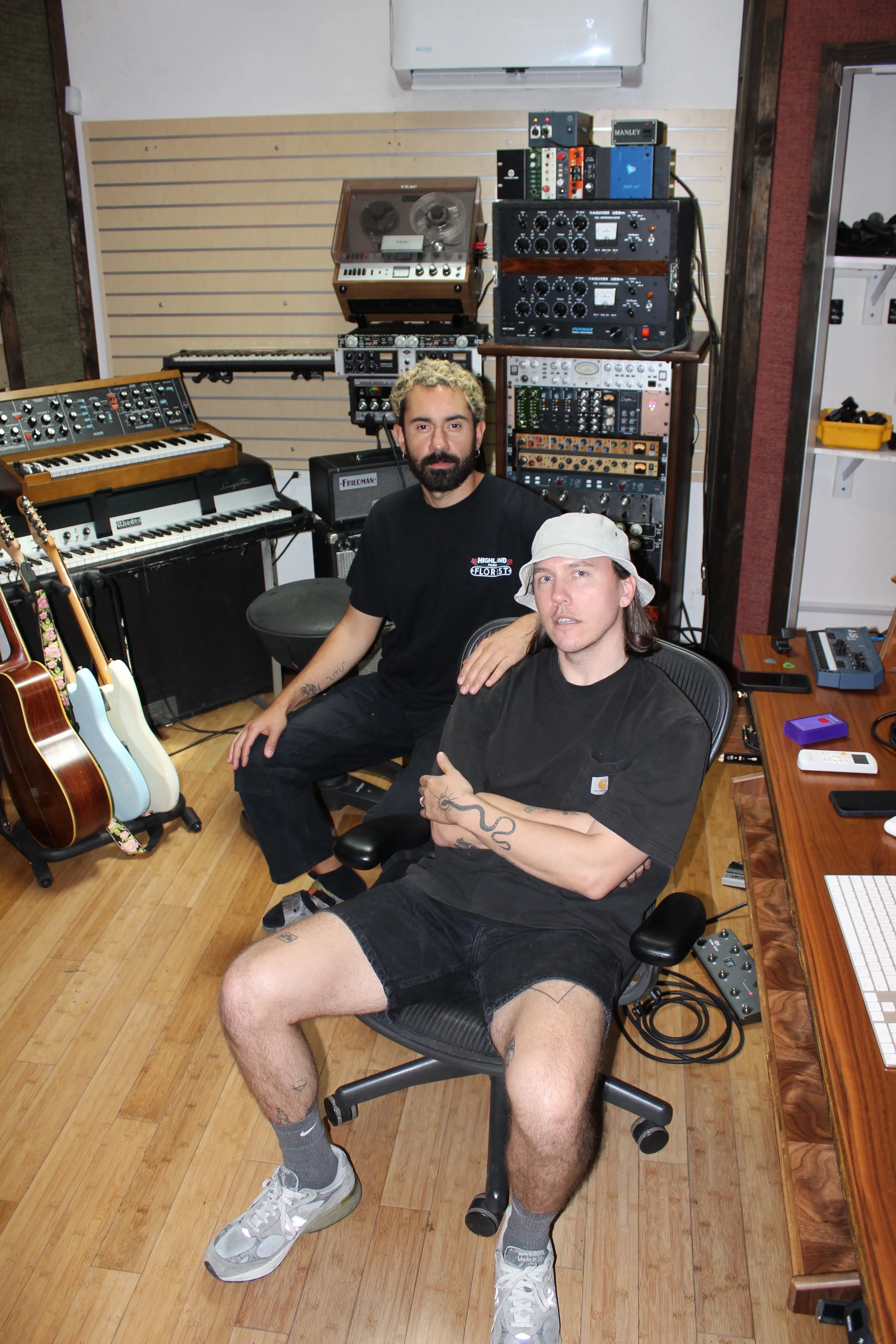 Matty and Joe in the studio