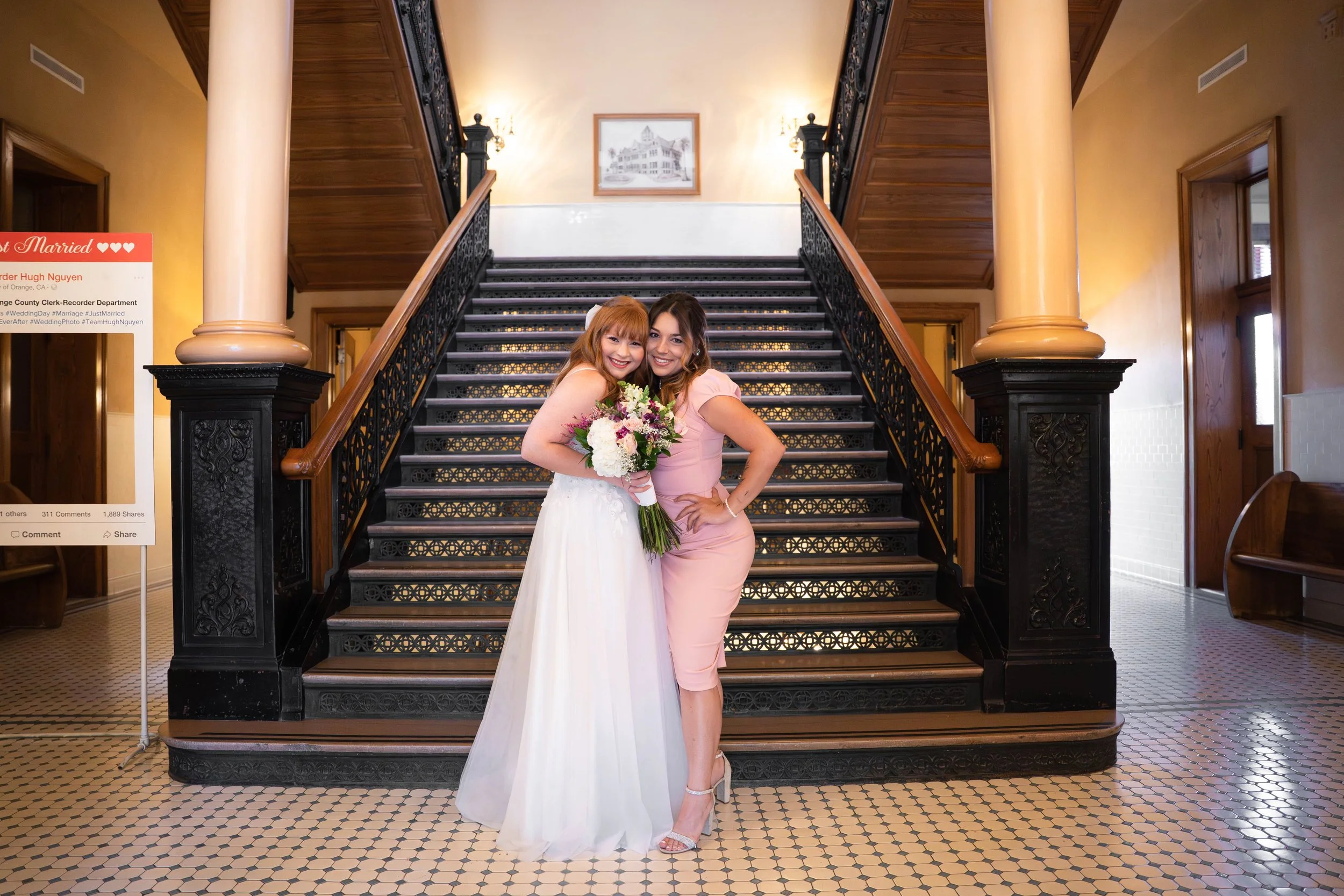 Civil marriage at the historic Old Orange County Courthouse. This couple booked our Elopement Package for their intimate celebration. 📸 Book your Orange County courthouse wedding photography today.
