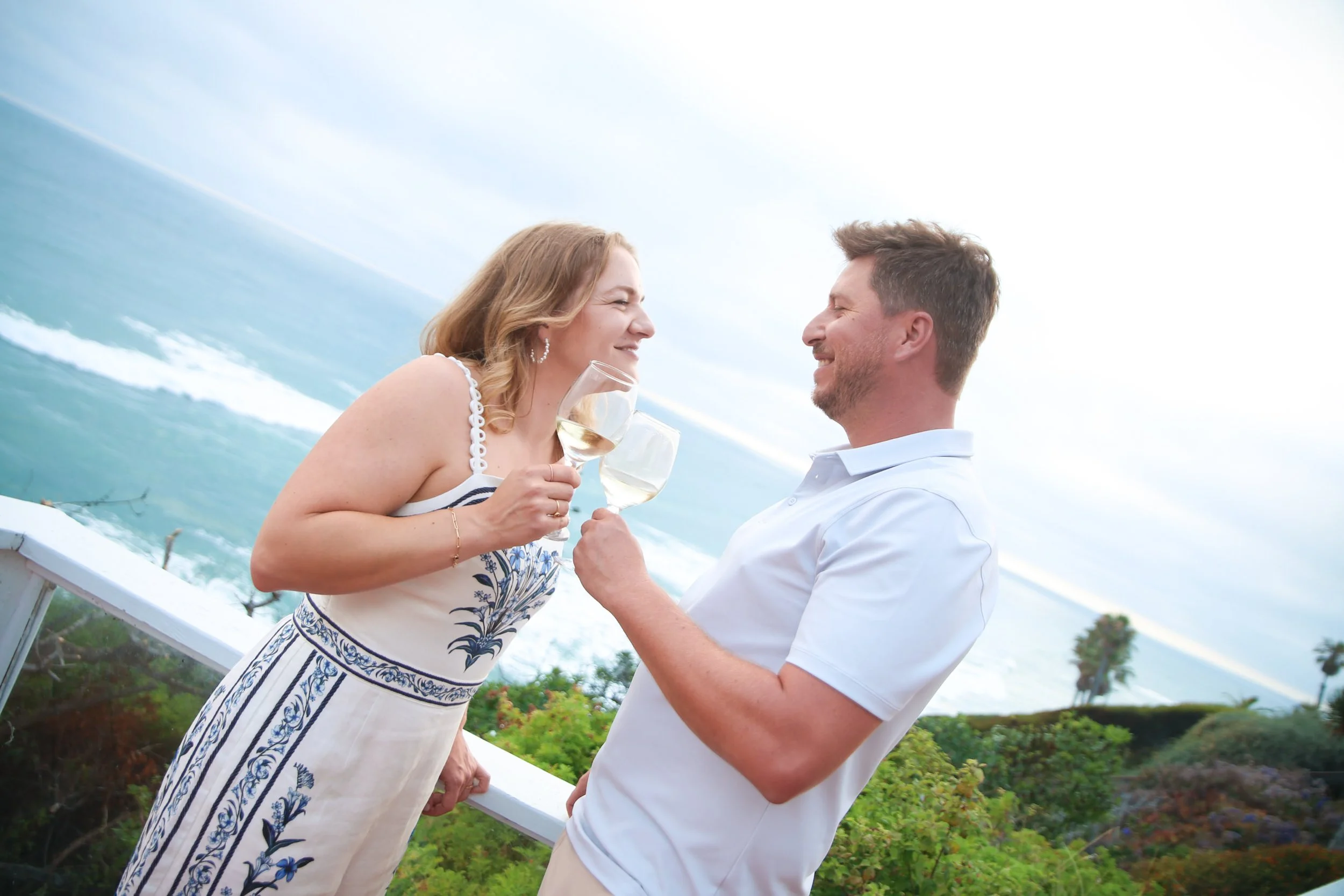 Oceanfront Engagement Wine Toast