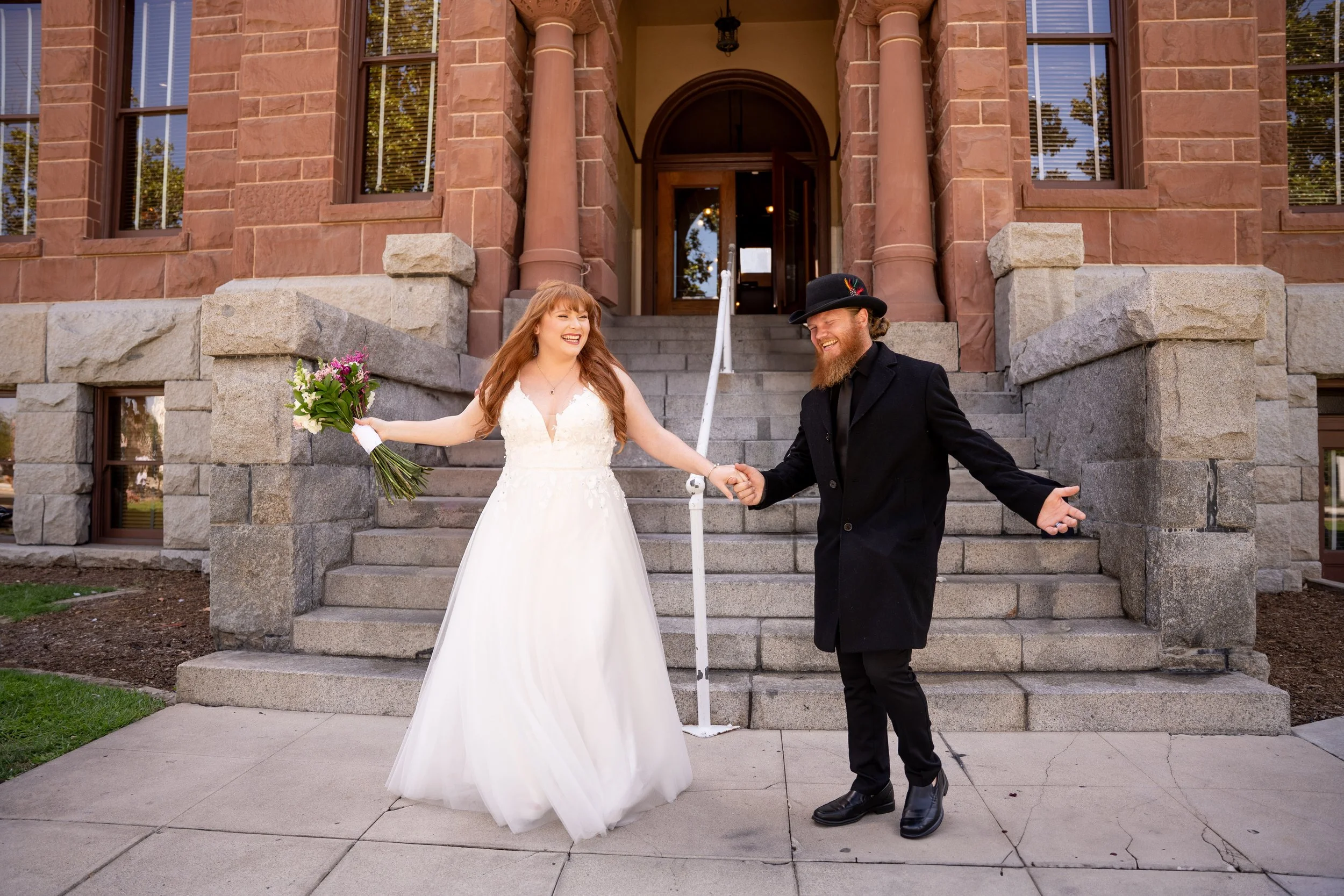 Civil marriage at the historic Old Orange County Courthouse. This couple booked our Elopement Package for their intimate celebration. 📸 Book your Orange County courthouse wedding photography today.