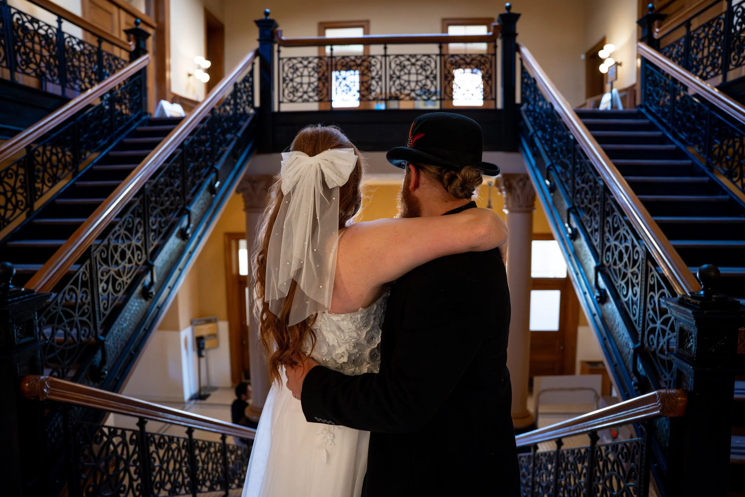 Civil marriage at the historic Old Orange County Courthouse. This couple booked our Elopement Package for their intimate celebration. 📸 Book your Orange County courthouse wedding photography today.