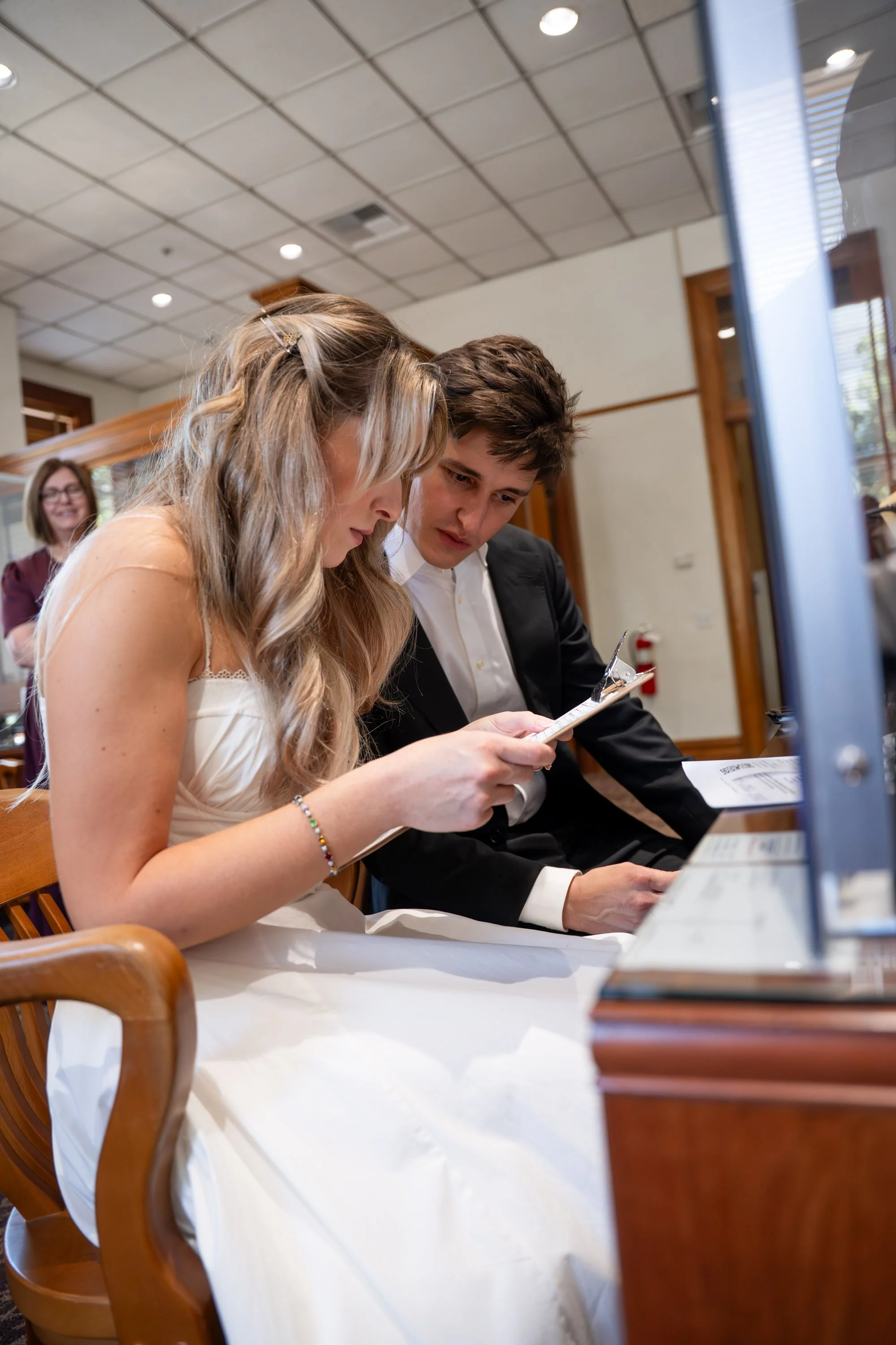 Signing Marriage License Inside Historic Courthouse Chapel